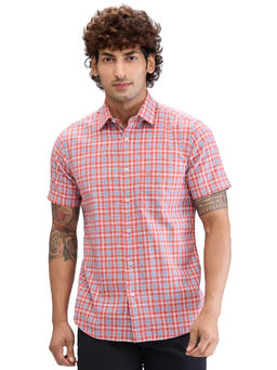 ColorPlus - Regular Fit Casual Shirt Half Sleeves Collar Neck Checks Pink & Blue