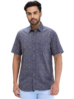ColorPlus - Regular Fit Casual Shirt Half Sleeves Collar Neck Printed Purple