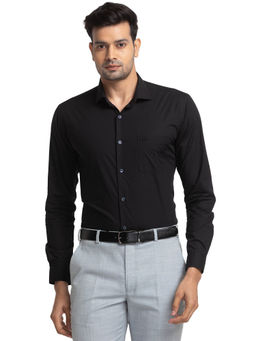 Park Avenue - Slim Fit Formal Shirt Full Sleeves Collar Neck Solid Black