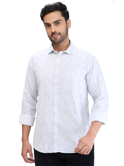 Park Avenue - Slim Fit Casual Shirt Full Sleeves Collar Neck Printed Off White