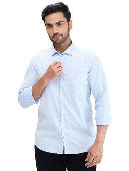 Park Avenue - Slim Fit Casual Shirt Full Sleeves Collar Neck Floral Blue