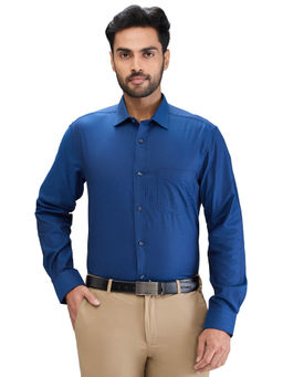 Park Avenue - Regular Fit Formal Shirt Full Sleeves Collar Neck Solid Blue