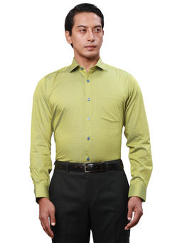 Park Avenue - Regular Fit Formal Shirt Full Sleeves Collar Neck Printed Green