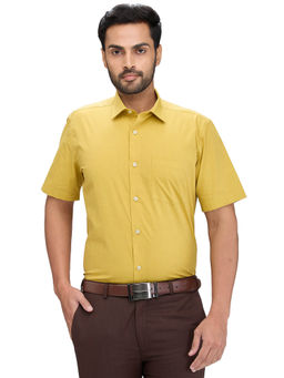 Park Avenue - Regular Fit Formal Shirt Half Sleeves Collar Neck Solid Mustard