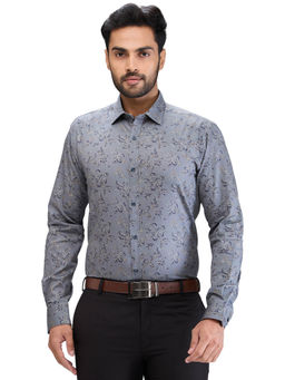 Park Avenue - Slim Fit Formal Shirt Full Sleeves Collar Neck Floral Grey