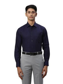 Park Avenue - Luxus Fit Formal Shirt Full Sleeves Collar Neck Printed Navy Blue