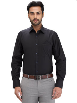Park Avenue - Luxus Fit Formal Shirt Full Sleeves Collar Neck Solid Black