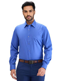 Park Avenue - Regular Fit Formal Shirt Full Sleeves Collar Neck Solid Blue