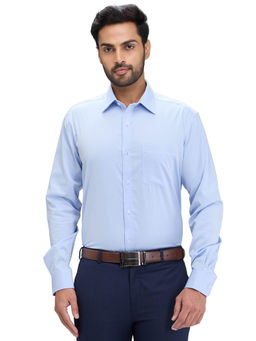 Park Avenue - Regular Fit Formal Shirt Full Sleeves Collar Neck Solid Blue