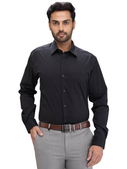 Park Avenue - Regular Fit Formal Shirt Full Sleeves Collar Neck Solid Black