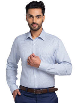 Park Avenue - Regular Fit Formal Shirt Full Sleeves Collar Neck Checks Blue