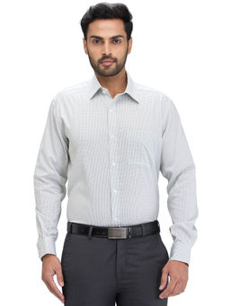 Park Avenue - Regular Fit Formal Shirt Full Sleeves Collar Neck Checks Off White