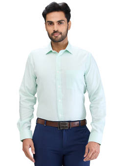 Park Avenue - Regular Fit Formal Shirt Full Sleeves Collar Neck Solid Green