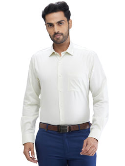 Park Avenue - Regular Fit Formal Shirt Full Sleeves Collar Neck Geometric Off White