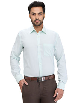 Park Avenue - Regular Fit Formal Shirt Full Sleeves Collar Neck Solid Green