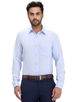 Park Avenue - Regular Fit Formal Shirt Full Sleeves Collar Neck Solid Blue