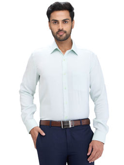 Park Avenue - Regular Fit Formal Shirt Full Sleeves Collar Neck Solid Green