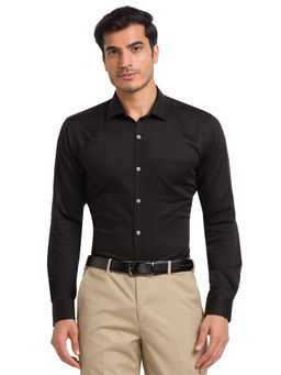 Park Avenue - Slim Fit Formal Shirt Full Sleeves Collar Neck Solid Black