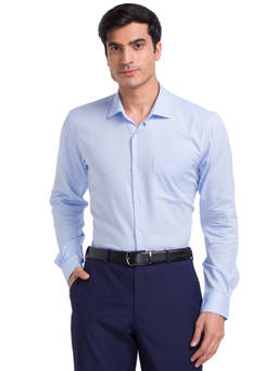 Park Avenue - Slim Fit Formal Shirt Full Sleeves Collar Neck Textured Blue