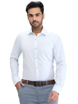 Park Avenue - Slim Fit Formal Shirt Full Sleeves Collar Neck Printed Blue