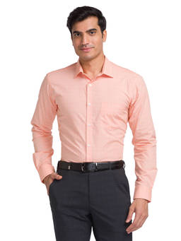 Park Avenue - Slim Fit Formal Shirt Full Sleeves Collar Neck Textured Orange