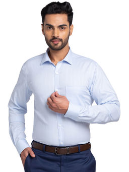 Park Avenue - Slim Fit Formal Shirt Full Sleeves Collar Neck Stripes Blue