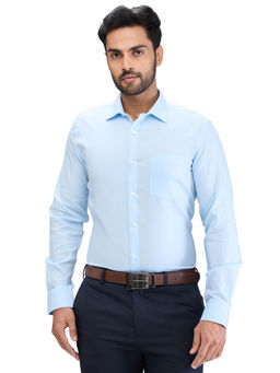 Park Avenue - Slim Fit Formal Shirt Full Sleeves Collar Neck Textured Blue