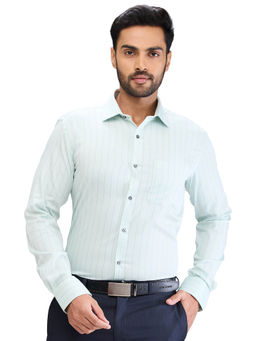 Park Avenue - Slim Fit Formal Shirt Full Sleeves Collar Neck Stripes Green