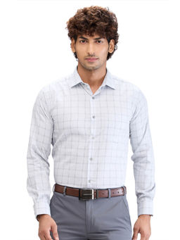 Park Avenue - Slim Fit Formal Shirt Full Sleeves Collar Neck Checks Grey