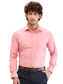 Park Avenue - Slim Fit Formal Shirt Full Sleeves Collar Neck Solid Pink