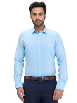 Park Avenue - Slim Fit Formal Shirt Full Sleeves Collar Neck Solid Blue