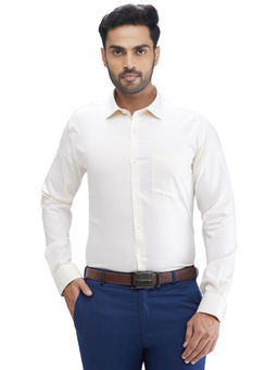 Park Avenue - Slim Fit Formal Shirt Full Sleeves Collar Neck Textured Beige