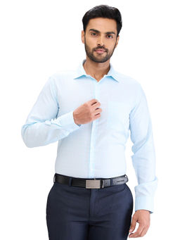 Park Avenue - Slim Fit Formal Shirt Full Sleeves Collar Neck Checks Blue