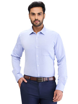 Park Avenue - Slim Fit Formal Shirt Full Sleeves Collar Neck Textured Blue
