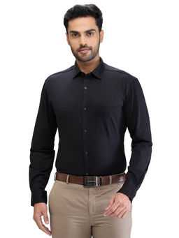 Park Avenue - Slim Fit Formal Shirt Full Sleeves Collar Neck Solid Black