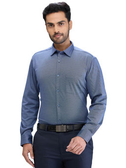 Park Avenue - Slim Fit Formal Shirt Full Sleeves Collar Neck Textured Blue