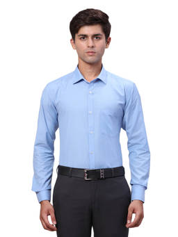 Park Avenue - Slim Fit Formal Shirt Full Sleeves Collar Neck Solid Blue