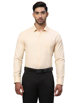 Park Avenue - Slim Fit Formal Shirt Full Sleeves Collar Neck Textured Yellow