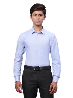 Park Avenue - Slim Fit Formal Shirt Full Sleeves Collar Neck Solid Blue