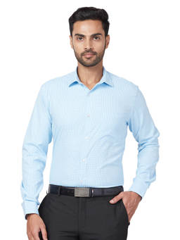 Park Avenue - Slim Fit Formal Shirt Full Sleeves Collar Neck Textured Blue