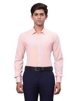 Park Avenue - Slim Fit Formal Shirt Full Sleeves Collar Neck Checks Pink