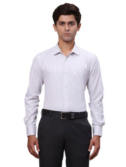 Park Avenue - Slim Fit Formal Shirt Full Sleeves Collar Neck Stripes Purple & White