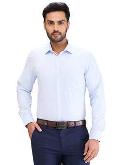 Park Avenue - Slim Fit Formal Shirt Full Sleeves Collar Neck Textured Blue