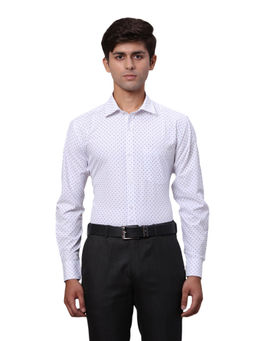 Park Avenue - Slim Fit Formal Shirt Full Sleeves Collar Neck Printed White