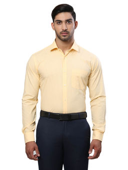 Park Avenue - Slim Fit Formal Shirt Full Sleeves Collar Neck Textured Yellow