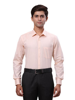 Park Avenue - Slim Fit Formal Shirt Full Sleeves Collar Neck Textured Cream