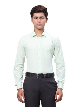 Park Avenue - Slim Fit Formal Shirt Full Sleeves Collar Neck Solid Green