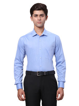 Park Avenue - Slim Fit Formal Shirt Full Sleeves Collar Neck Solid Blue