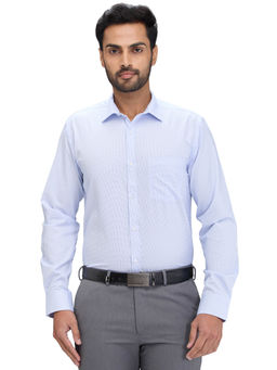 Park Avenue - Slim Fit Formal Shirt Full Sleeves Collar Neck Textured Blue