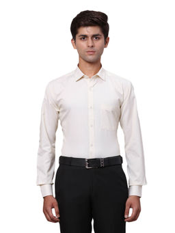 Park Avenue - Slim Fit Formal Shirt Full Sleeves Collar Neck Textured Yellow